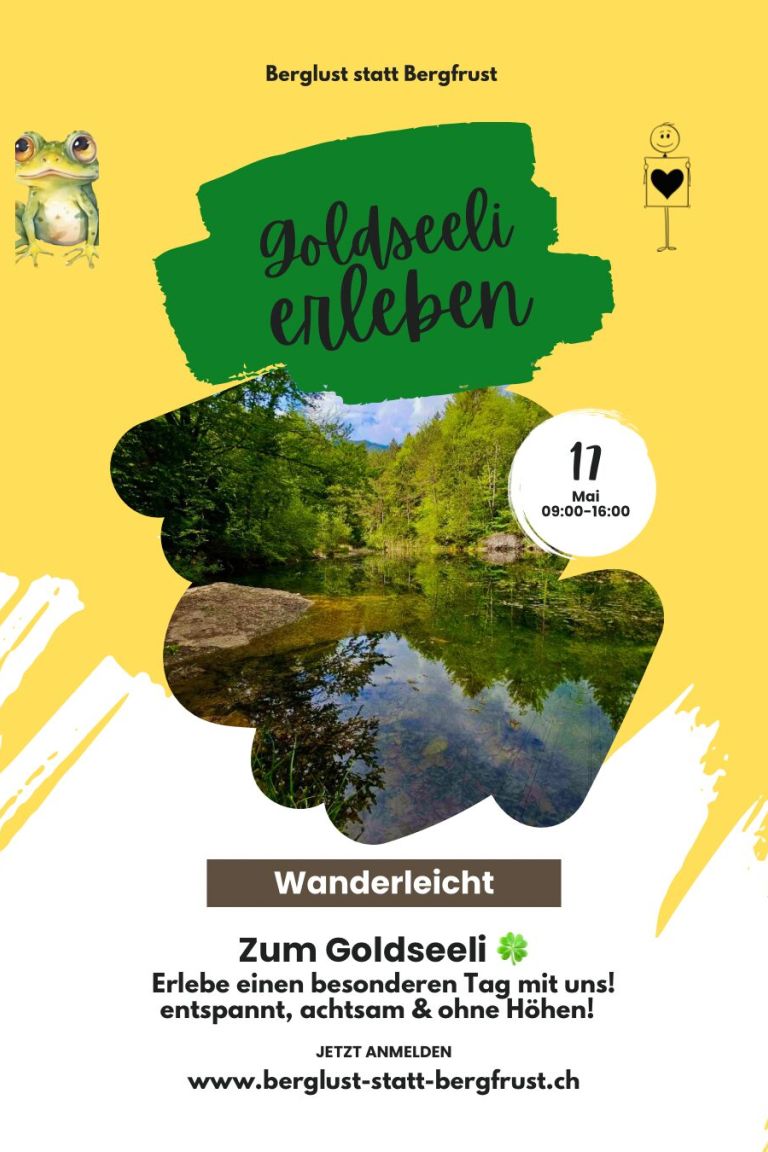 Mystisch, ruhig, wanderleicht. Diese Wanderung führt uns rund ums Goldseeli - ein Ort der Stille eingebettet zwischen Wäldern, Wasser und sanften Hügeln. Der gewaltige Bergsturz von Goldau hat diese Landschaft einst geformt - heute lädt sie ein zum Innehalten, Staunen und achtsamen Gehen. Ideal für alle, die sich nach einer gemütlichen Wanderung sehnen - ohne Leistungsdruck, dafür mit vielen stillen Momenten. Unterwegs gibt es kleine Natur-Impulse, Zeit für Gespräche oder einfach nur fürs Ankommen im Jetzt.