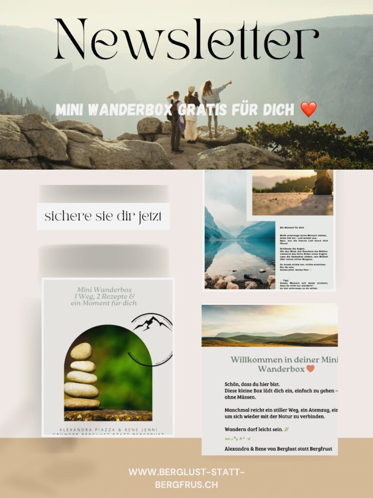 Newsletter von Berglust statt Bergfrust- Mini Wanderbox entdecken und als erste neue Wandertipps erhalten